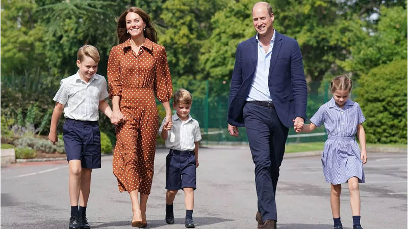 Catherine and William taking their three kids to Lambrook School