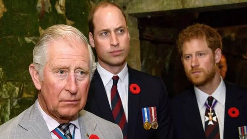 King Charles with Harry and William