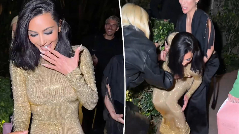 Kim Kardashian nearly falls in 8-inch