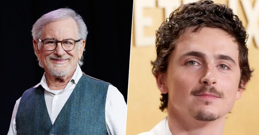 Steven Spielberg and Timothée Chalamet